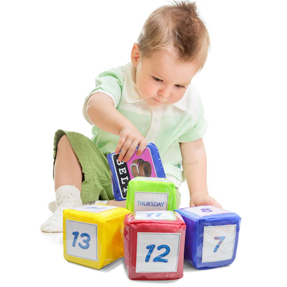 Eamay Playing Game Dice Soft Foam Cubes, Set of 4 Learn Pocket Cubes, Ages 5 Months and Up.