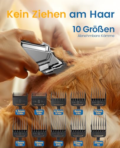 oneisall Quiet Dog Clipper for Dense Fur, IPX7 Waterproof Clippers for Dog/Cat, Professional Dog Trimmer for Thick, Long and Curly Pet Hair