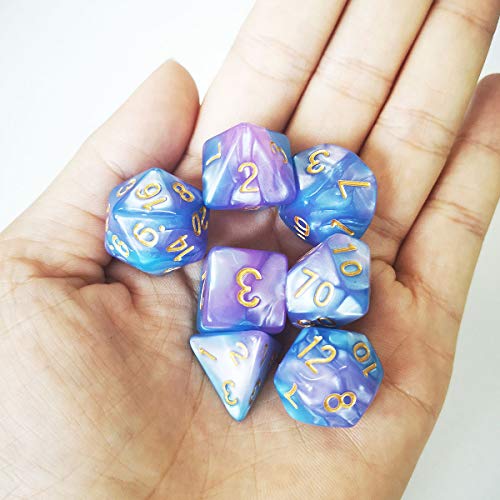 PJOY DND Dice Set Polyhedral D&D Dragon Dice for Dungeons and Dragons Pathfinder Shadowrun Role Playing Games (Baby Blue Purple) - Thumbnail 5