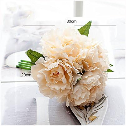 VIVI Artificial Peony Silk Flowers Simulation Real Latex Touch Bouquet Spring Emulation Faux Simulation Floral Arrangements Bridal Decor Craft (White)