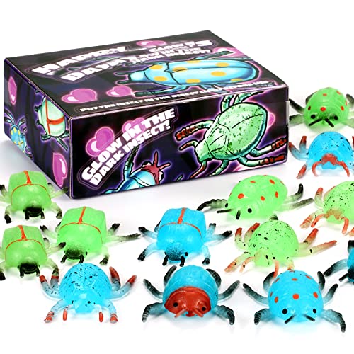 Glow in The Dark Bug Set,12 Pack Stretchy Realistic Insect Toys for