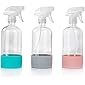 HOMBYS Empty Clear Glass Spray Bottles with Silicone Sleeve Protection - Refillable 17 oz Containers for Cleaning…