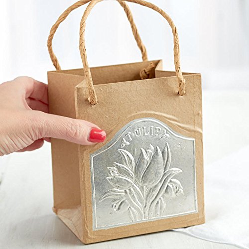 Set of 2 Ready To Decorate Tulip Embossed Paper Mache and Tin Bags for Crafting, Creating and Designing
