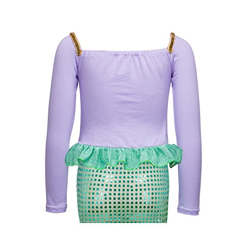 Spring Long Sleeves Mermaid Princess Dress Costume for Little Girls Purple