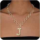 fersltily Chunky 14K Gold Plated Initial Necklace for Women Teens Non Tarnish Charm Letter Necklace 14K Gold Plated Personalized Christmas Gifts for Her Letter Pendant Jewelry