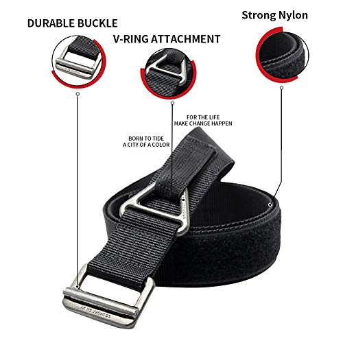 LACNGCHEN Tactical Belts Heavy Duty Waist Belt Military Style Riggers Webbing Outdoor Security Combat Belt Black