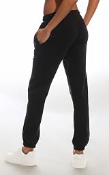 Light & Shade Women's Fleece Joggers Drawstring Waist Black XL view 4