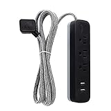 Globe Electric Designer Series 6-ft 3-Outlet USB Surge Protector Power Strip, 2x USB Ports, Right Angle Plug, Onyx Rubberized Finish 78393