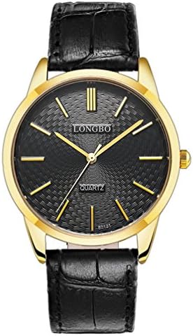 Mens Leather Band Unique Analog Quartz Waterproof Dress Wrist Watch Classic Business Casual, Key Scrath Resitant Face,Water Resistant Best Couple Watches- Black &amp; Gold