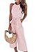 PRETTYGARDEN 2018 Women's Striped Sleeveless Waist Belted, Pink, Size Small