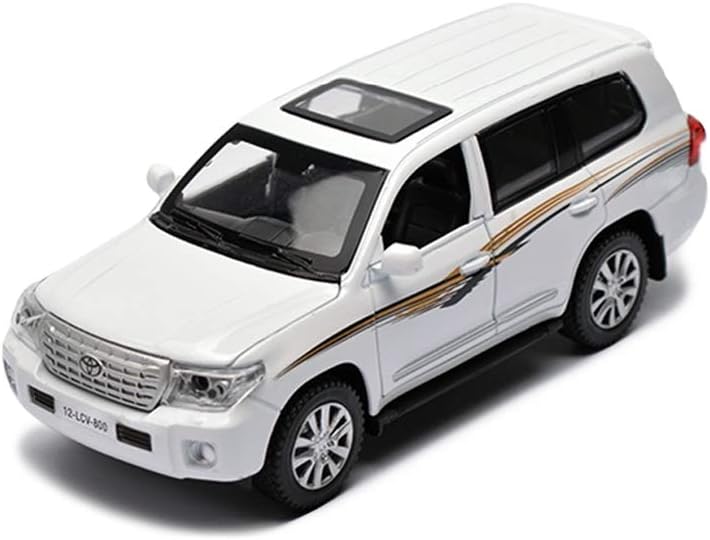RFJJAL Car Model Car 1:24 Toyo-ta Land Cruiser SUV Simulation Alloy Die-casting Toy Ornaments Sports Car Collection Jewelry 20x8x7CM (Color : White)