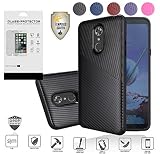 LG Stylo 4 Case, Stylo 4 Plus Case, with Screen Protector Tempered Glass, Tough Hybrid Dual Layer [Shockproof] [Non-Slip] [Durable] Armor Defender (Textured Black)