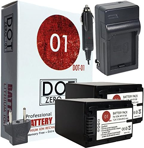 2x DOT-01 Brand Sony FDR-AX33 Batteries and Charger for Sony FDR-AX33 Camera and Sony AX33 Battery and Charger Bundle for Sony FV100 NP-FV100