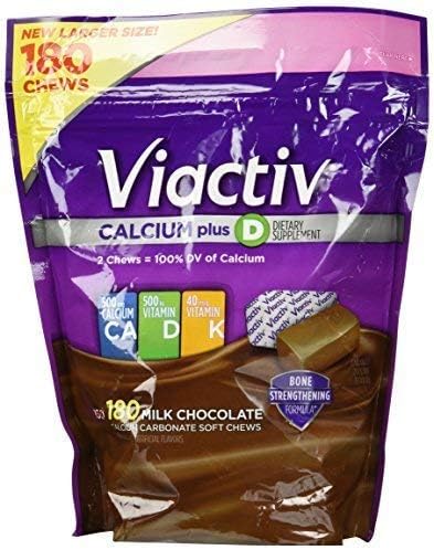 3 Pack (181 Chews) Viactiv Calcium Plus D Milk Chocolate Flavored Dietary Supplement - Calcium;500mg Vitamin D;40mg Vitamin K