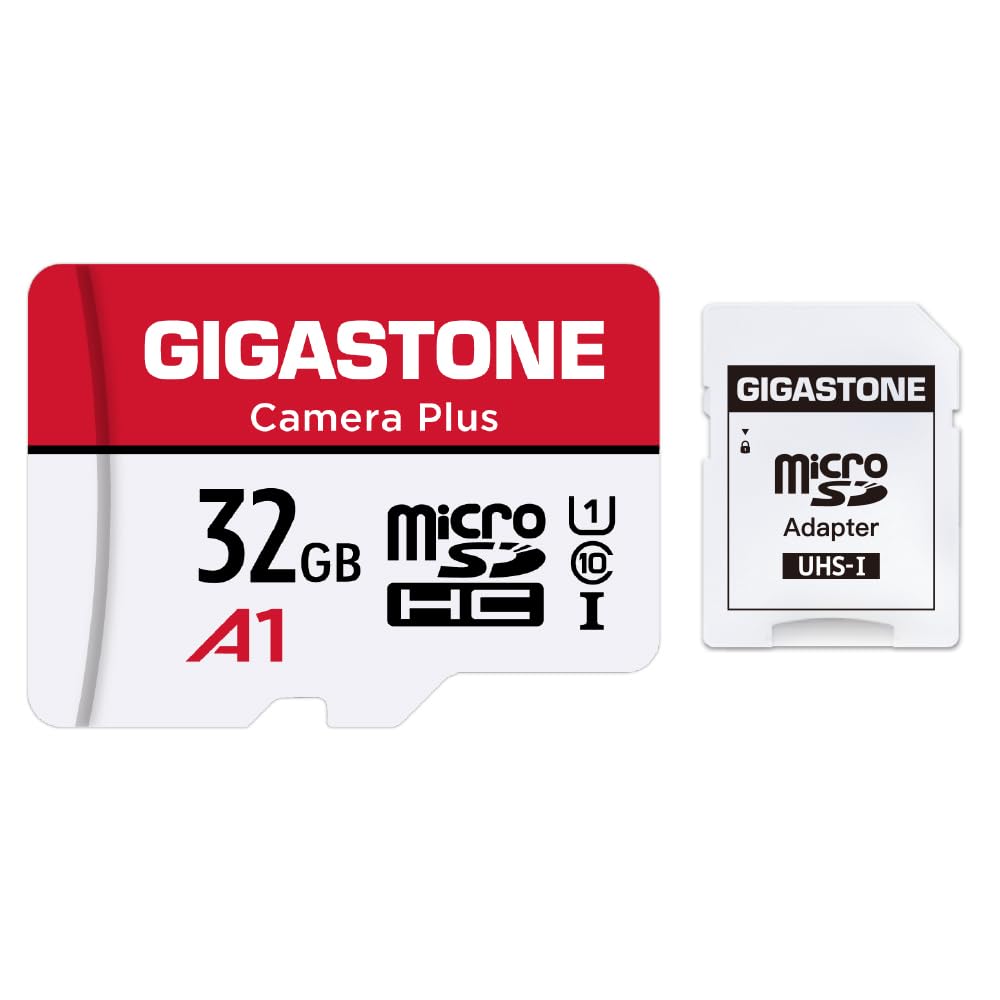 Gigastone 32GB Micro SD Card, Camera Plus, Full HD Available 90MB/S, U1 C10 Class 10 Micro SDHC, UHS-I Memory Card with Adapter