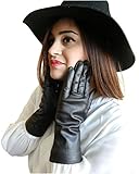 Fownes Women's Cashmere Lined Smart Black Lambskin Leather Gloves 8/XL