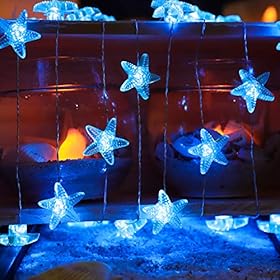 Silverstro Nautical Theme String Lights, 10ft 30 LEDs Ocean Starfish Fairy Lights with Remote, USB & Battery Operated… 51FAwDYWegL. SS280