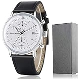 Keller & Weber Quartz Men Watches Sports Chronograph Waterproof Genuine Leather Band Business Wristwatch