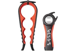 Brigii Jar Opener Set, 5-in-1 Multi Functional Bottle Opener and Can Opener, for Weak Hands, Seniors with Arthritis; Kitchen Tool for Home Use