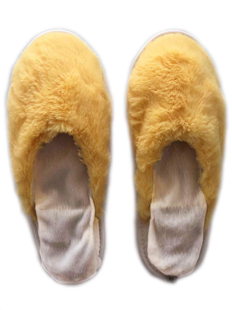 fluffy slippers yellow