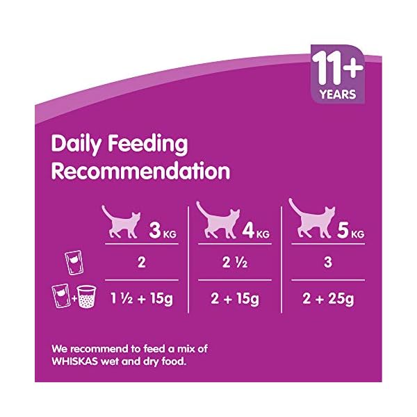 Whiskas-11-Wet-Food-for-Senior-Cats-Meaty-Selection-in-Gravy-12-x-100-g Whiskas wet pouches, delicious and tasty meaty selection in gravy, suitable for senior cats aged 11+, (12 Pouches x 100…