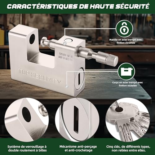Nestling Heavy Duty Outdoor Padlock – Safety Key Padlock, Waterproof and Corrosion Resistant, 5 Keys, 1.1 kg, Suitable for Containers, Warehouses, Motorcycles, etc. (94 mm)