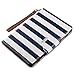 ULAK iPad Mini Case,iPad Mini 2 Case,iPad mini 3 Case, 360 Degree Rotating Synthetic Leather Stand Case Smart Cover for Apple iPad Mini 1/2/3 with Auto Sleep/Wake Function (White/Navy Blue Stripes)