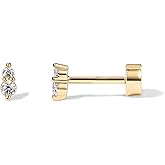 PAVOI 14K Gold Plated Sterling Silver Posts Dainty Mini Multi-Shape Flat Back Stud Earring Pack for Women | Helix Cartilage Piercing Jewelry
