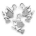 Housweety 50PCs Halloween Charm Pendants Witch & Broom Silver Tone 13x10mm(4/8