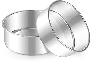 E-far Small Cake Pans Set of 2, 5 Inch Stainless Steel Mini Round Baking Pan Tins - Non-Toxic & Leak-Proof Cake Mold for Smas