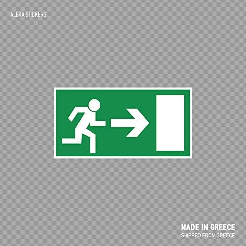 Beach345sley Emergency Exit to The Right Sign Safety Sign Quality Signage Clear Guidance Interior Decoration W8X83 Funny Sticker Decal 7x6 inch