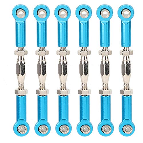 RC Pull Rod, 6Pcs Adjustable Servo Links Tie Rod Aluminum Alloy Turnbuckle Rod Linkage Set for RC Hobby Car Model(Blue)