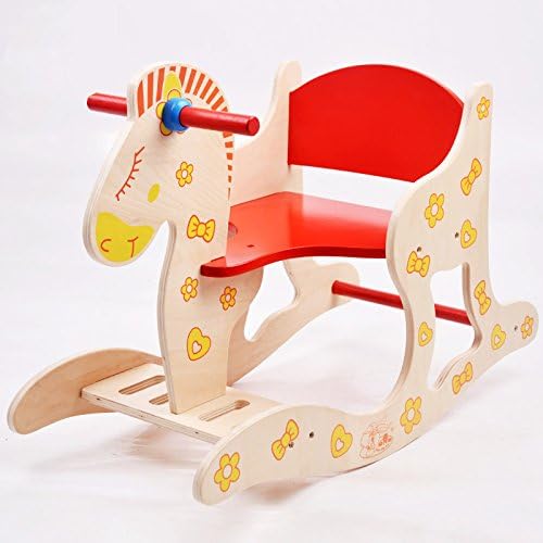 LZTET Child Wooden Rocking Horse, Early Teaching Puzzle Trojan Rocker Ride Toy Removable Fence Dual-use, For Kids 1-5 Years Birthday Gift