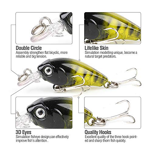 DONQL Angelköder Set Elritze Köder Kit Wobbler Crankbaits mit Haken Hard Popper Köder für Salzwasser Süßwasser Forellen… – Bild 5