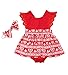 Christmas Toddler Newborn Kids Baby Girls Dress Clothes Romper Playsuit + Headband Outfits (6-12 Months, Red-Baby Romper)