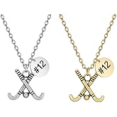 Field Hockey Gift, Personalized Engraved Field Hockey Charm Necklace, Field Hockey Stick Pendant Necklace, Jersey Number Gift for Field Hockey Players, Teams