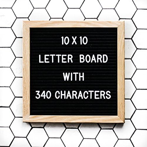 Letter Board 10”x10” by MAXJOY – Includes 340 Characters, Solid Oak Frame, and Wall Hook Perfect for Home, Office, Business, Events and Social Media