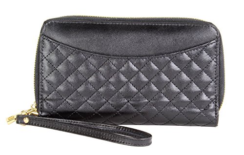 PCT Brands Power Pochette Ladies Clutch Leather Wallet with RFID Protection and Built In 3000mAh Power Bank Charger