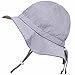 Baby Sun Hat with Chin Strap, Drawstring Adjust Head Size, Breathable 50+ UPF (S: 0 - 9m, Grey Argyle)