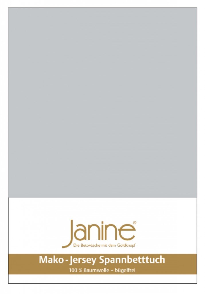 Janine 5007 Mako Jersey Fitted Sheet 180/200 to 200/200 cm Silver Colour 18