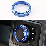Aluminum Alloy Car Inner 4WD Switch Knob Ring Cover Trim For Ford F150 XLT 2016 2017(Blue 4WD Knob Cover)