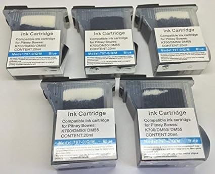 5 X Pitney Bowes 797 0 Blu Inchiostro Compatibili Per Macchine Affrancatrici Pitney Bowes Dm50 Dm55 Dm60 K700 K721 Ccsl Amazon It Cancelleria E Prodotti Per Ufficio
