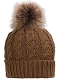 Simplicity Men / Women's Winter Hand Knit Faux Fur Pompoms Beanie Hat
