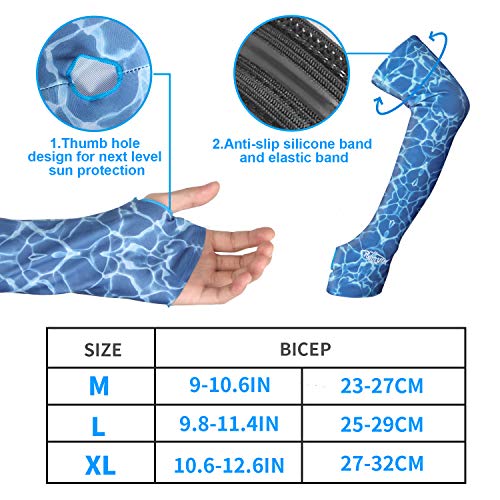 Palmyth Fishing Arm Sleeves Arm Warmers Men Women Sun Protection Cooler Sports Running Golf Cycling Basketball Driving Long Arm Cover Sleeves (Blue Camo, L)