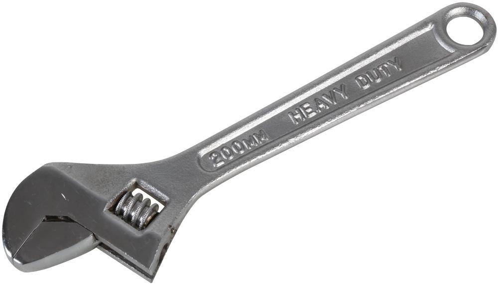 Duratool D03104 8" (200mm) Chrome Finish Adjustable Spanner