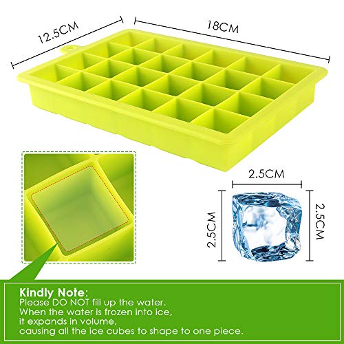 EZCO Silicone Ice Cube Molds (3-Pack), Ice Cube Trays Square Easy Release 24 Cavity BPA Free Ice Makers with Lid for Ice, Whiskey, Cocktail, Candy, Chocolate - Thumbnail 2