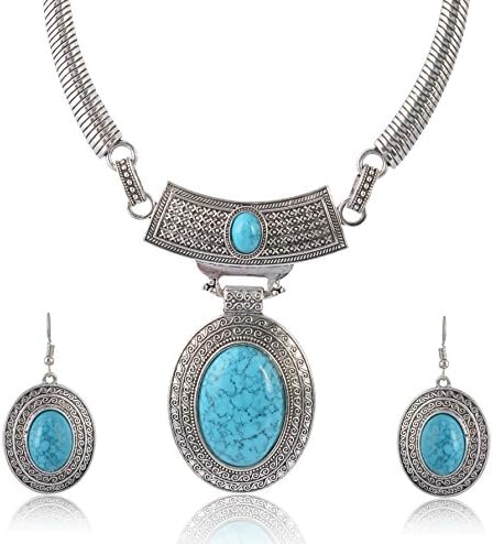 Traditional Hasli Necklace Oval Shape Turquoise stone by D9 Creation