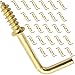 Shells 50PCS Gold Color Copper Plated Metal Right-angle Hooks 7 Shape Screw Hooks Self-tapping Screws Hooks L Shape Hooks 1 Inch