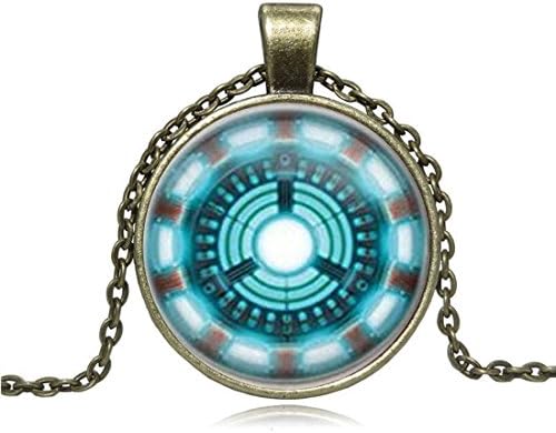 Chees D Zone Glass Cabochon Necklace Arc Reactor Glass Cufflinks Vintage Statement Arc Reactor Cufflinks Jewelry Best Friend Handmade Bronze Glass Dome Pendant Jewelry
