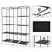 SONGMICS Portable Closet, Clothes Storage Organizer with 10 Shelves, 1 Clothes Hanging Rail, Non-Woven Fabric Closet, Metal Frame, 51 x 17.7 x 66.1 Inches, Black URYG93BK